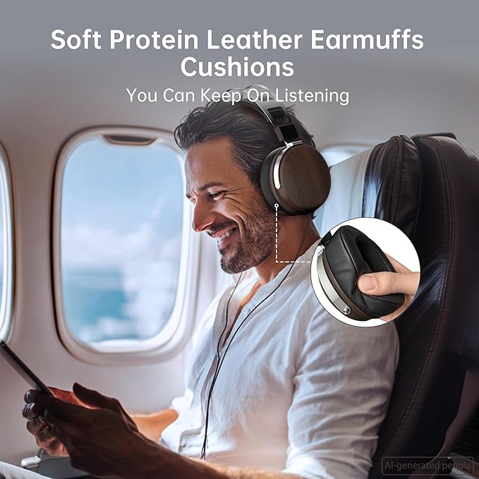 Wired Studio Headphones with 32Ω, Professional Over-Ear Monitor Headset for Recording Mixing DJ Podcast Audiophile, Detachable Cables & Comfortable Protein Leather, Stereo for Computer Guitar Amp