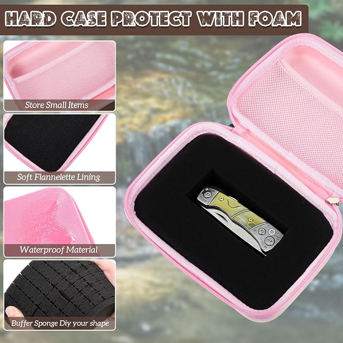Relaxweex EVA Hard Case with Customizable Foam 11 x 7.8 x 4.3 Inch Protective EVA Carrying Case Shockproof Outdoor for Camera, Digital Products, Electronic Instruments with Knife, Pink