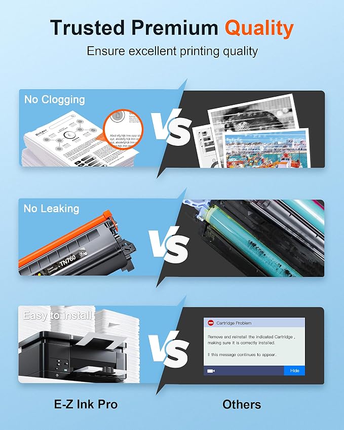 E-Z Ink Pro TN-760 TN760 Toner for Brother Printer Replacement for Brother TN760 TN730 TN-730 to Use with HL-L2350DW HL-L2395DW HL-L2390DW HL-L2370DW MFC-L2750DW Printer(2 Black, New Version)