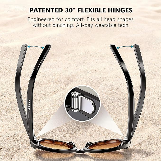 EarlySincere Smart Glasses with 4K Camera & EIS, Audio Video Recording Glasses with Live Translation Voice Assistant, Gradient Tea Sunglasses Lenses, UV400 Protection TR90 Frame