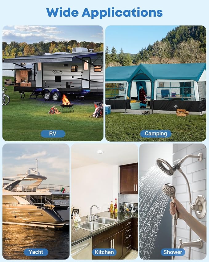 Kohree RV Water Pump 12V DC 7.5GPM 70PSI and 1L 125PSI Pre-Pressurized Accumulator Tank, Quiet RV Water Pump and Accumulator Tank System for RV Camping, Boat, Kitchen, Bathroom