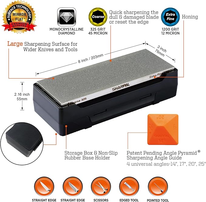 SHARPAL Double-sided Diamond Sharpening Stone and Double-sided Leather Strop Kit