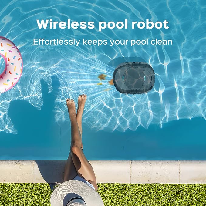 Automatic Robotic Pool Cleaner for Above Ground Pools, S1 Pro Cordless Pool Vacuum with Dual Motors, 120-Min Runtime, Large Debris Basket, Fast Charging and Auto Parking, Jet Black