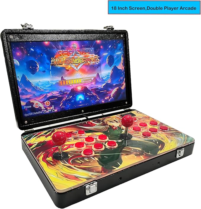 RegiisJoy 32000 in 1 Portable Arcade Game Console 18-inch HD Screen Dual Players Pandoras Box 78S,Retro Video Game Machine Metal Box Search/Hide/Save/Load/Pause Games