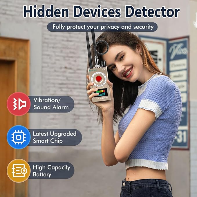 JMDHKK Hidden Camera Detector, Spy Camera Finder, Bug Detector, Magnetic Field Sensor, Listening Device Detector – Privacy Protection Tool for Home, Office, Hotel, and Travel Security(Gold)