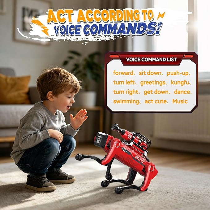 Robot Dog - Interactive STEM Toys with Voice & Remote Control, 30+ Lifelike Actions, Programmable Play, 25m Range, Durable & Safe - Best Gift for Kids 3-10 (Firefighting Edition)