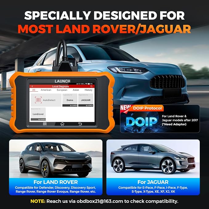 LAUNCH Creader Elite V3.0 for Land Rover Jaguar OBD2 Scanner, Bi-Directional Full Systems Diagnostic Scan Tool, All Reset Services, Active Test, CAN-FD & DOIP, Height Calibration, Lifetime Free Update