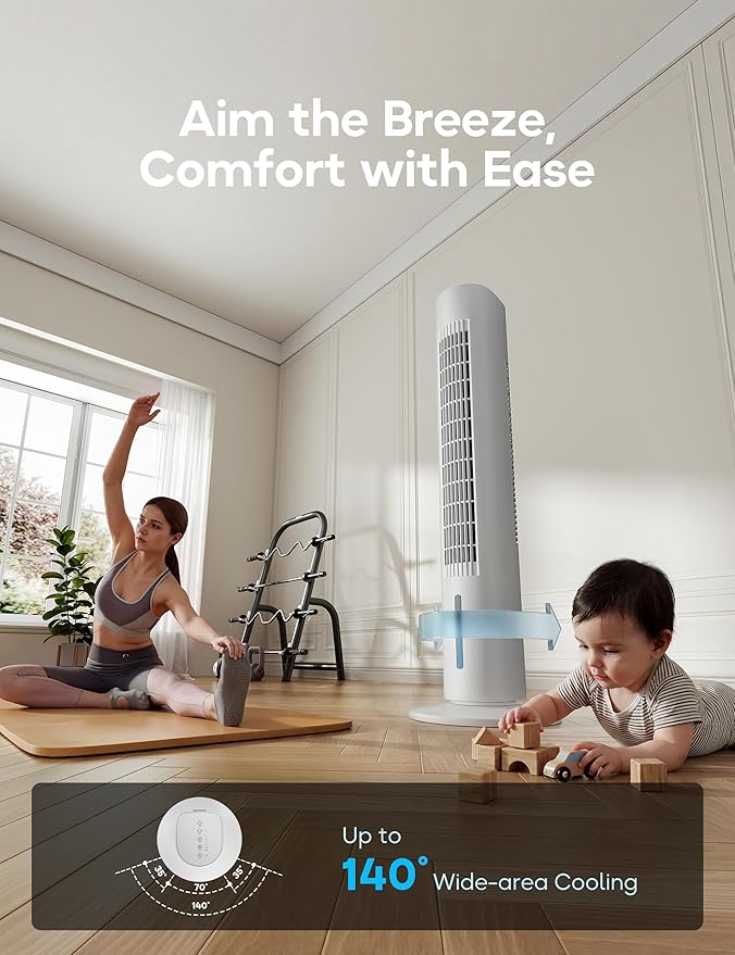 Windowless Portable Air Conditioner, 35.1" Evaporative Air Cooler for Room No Window, 7H Timer, 4 Modes, Remote Control, 140° Max Oscillating, Large Water Tank, Quiet AC Unit for Bedroom, White