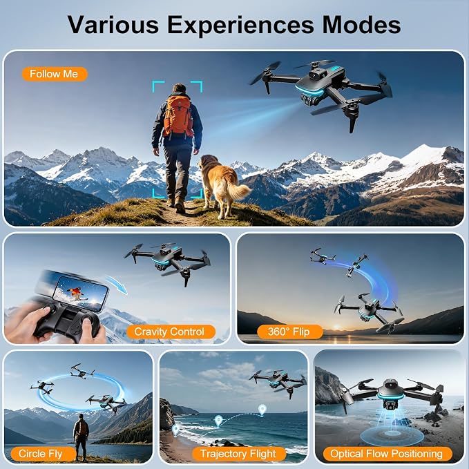 Ourlife Mini Drone with Camera 4K for Adults, RC Foldable FPV WiFi Live Transmission Drones for Children Beginners,36-Min Flight Time,Headless Mode, Trajectory Flight, Obstacle Avoidance, One Key Start/Landing(3 Batteries)