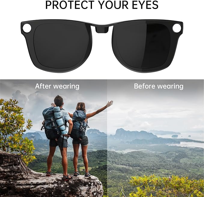 HIBLOKS 2Pcs Polarized Clip for RayBan Meta Wayfarer RW4006 & Gen 2 RW4012 Regular (50-22), Shiny Black Frame Discoloration Clip for RayBan Meta Gen 2 Protect Your Eyes, (Yellow+Brown)