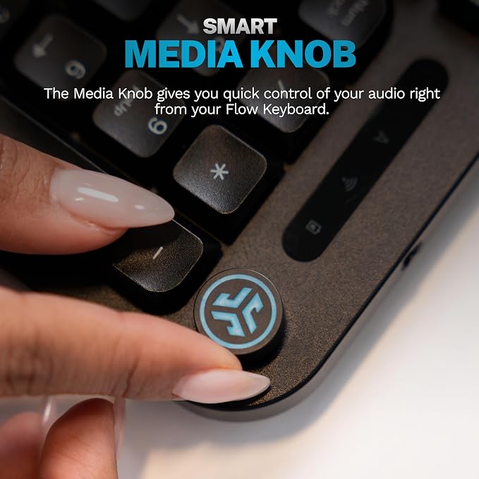 JLab Flow Keyboard and Mouse Bundle, Wireless Bluetooth or USB-C, AI Button, smart Media knob, ambidextrous Mouse, Black