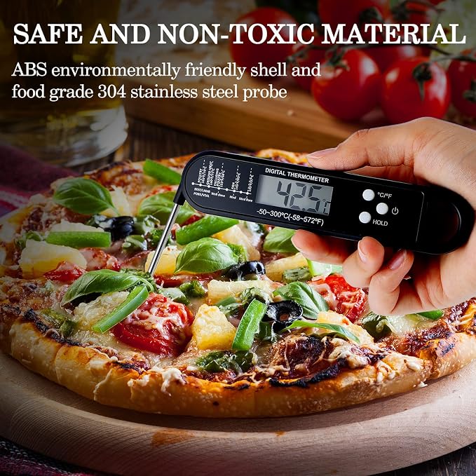 Xuhal 6 Pcs Digital Meat Thermometer for Grill Instant Read Food Thermometer Waterproof with Long Probe Magnet Foldable for Cooking BBQ Party Kitchen Turkey Fry Baking Candy