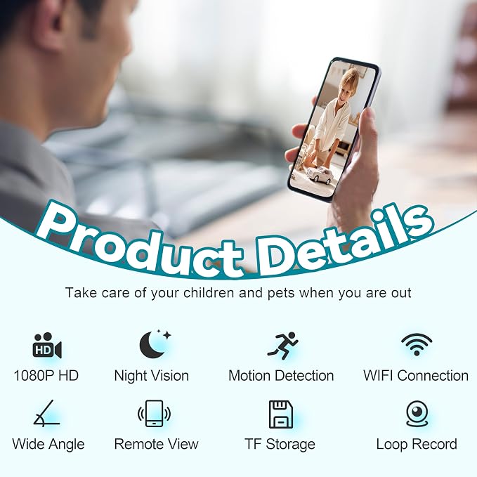 1080P HD WiFi Clock Hidden Camera, Indoor Security Camera with Night Vision, 24-Hour Digital Display, App Remote Viewing, SD Card Storage, No Audio Recording
