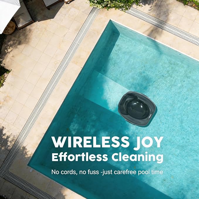 Robotic Pool Cleaner, Cordless Pool Vacuum with 18.5 GPM Powerful Suction,120-Min Runtime, Self-Parking, Pool Vacuum for Above-Ground & Flat Pools to 860 sq.ft，Gray