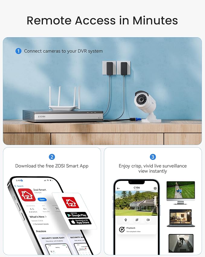 ZOSI H.265+ 16 Channel Security Camera System with AI Human Vehicle Detection, 16CH 1080p DVR and 8 x CCTV Weatherproof Bullet Camera Outdoor Indoor, 80ft Night Vision, 90°Wide Angle (No Hard Drive)