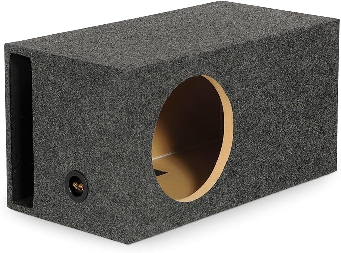 QPower HD112VL Single 12 Inch SPL XL Heavy Duty Side Ported Subwoofer Box Enclosure with Durable Carpet Covering for Car Audio Systems