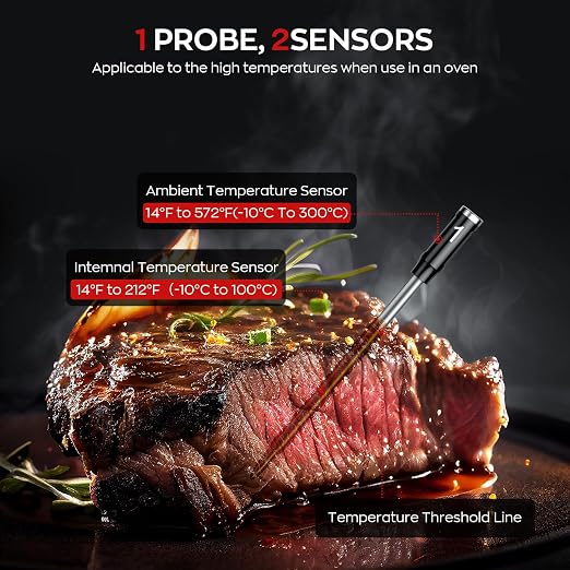 Meat Thermometer Digital, Instant Read Meat Thermometer for Grill and Cooking, Waterproof Food Thermometer for Kitchen and Outside, BBQ, Turkey, Candy, Liquids, Beef