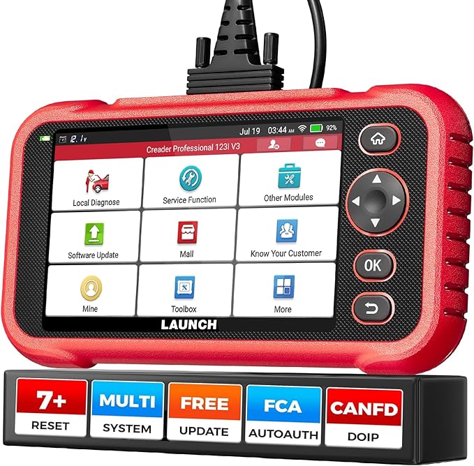 LAUNCH OBD2 Scanner CRP123I V3.0 Elite, 2026 Lifetime Free WiFi Update Scan Tool, FCA SGW, CANFD&DoIP, SAS/Throttle/Brake/BMS/DPF/Oil/ABS Service Multi Systems Car Scanner, Battery Test, Auto VIN