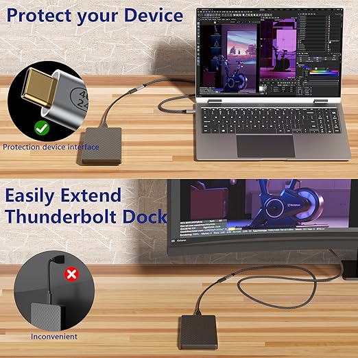6.6ft/2M USB4 Cable, USB-C Female to USB-C Male, 40Gbps Data Transfer, 8K@60Hz Video, 240W Fast Charging, Compatible with Thunderbolt 4, Laptop, Tablet, Smartphone, Monitor