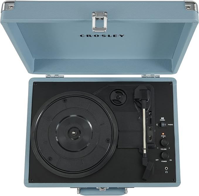 Crosley CR8005F-TN Cruiser Plus Vintage 3-Speed Bluetooth in/Out Suitcase Vinyl Record Player Turntable, Tourmaline