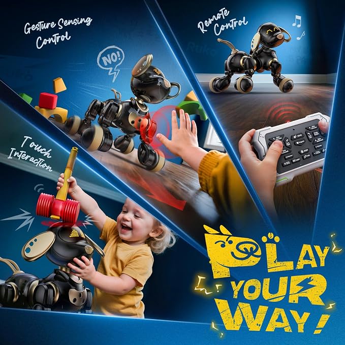 Ruko 18011 Black Robot Dog 6088 Smart Blue Robot