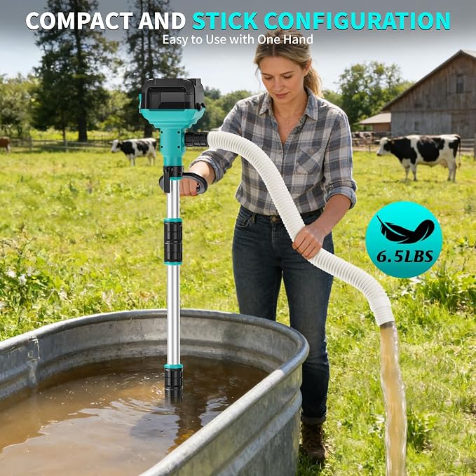 Stick Water Transfer Pump Compatible For Mkita 18V Battery(NO Battery), 800GPH Portable Cordless Water Transfer Pump With Detachable Rod&37" Hose For Pond Garden Fountain Boat Livestock Tanks
