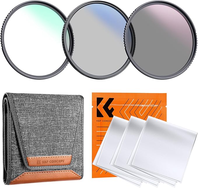 K&F CONCEPT 37mm UV/CPL/ND Lens Filter Kit (3 Pieces)-18 Multi-Layer Coatings, UV Filter + Polarizer Filter + Neutral Density Filter (ND4) + Cleaning Cloth+ Filter Pouch for Camera Lens (K-Series)