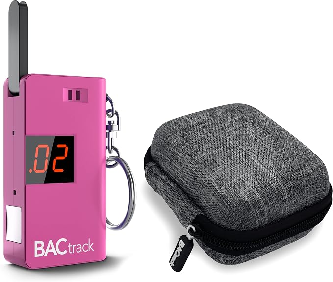 BACtrack Keychain Breathalyzer (Pink) and Carrying Case Bundle