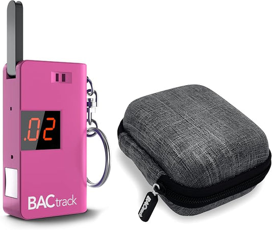 BACtrack Keychain Breathalyzer (Pink) and Carrying Case Bundle