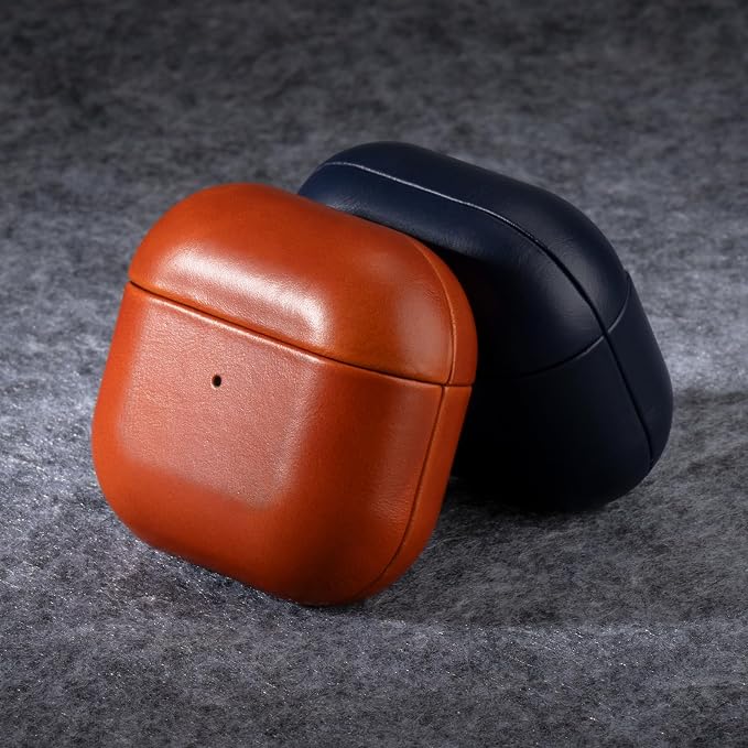 Maogoam Leather Case Compatible with AirPods 4, Premium Crystal Oil Wax Leather Case Cover for Apple Airpods 4th Generation(2024), Handcrafted, Fashional Elegant Style, Orange