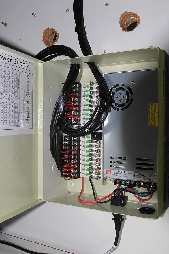 9 Outputs 12 Amp 12V DC CCTV Distribution Power Supply Box for Security Camera, UL Listed