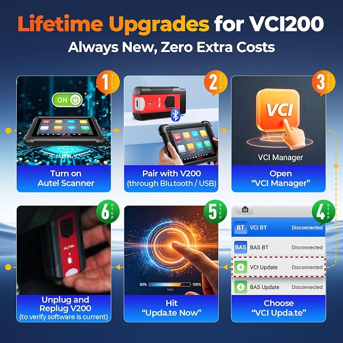 Autel VCI200 Wireless Diagnostic Dongle with CAN FD & DoIP, OBD2 Bluetooth Adapter Connector V200, Upgrade of V150 V100 VCI150 VCI100, Compatible with KM100, MS906 Series, ITS600, BT608, BT609