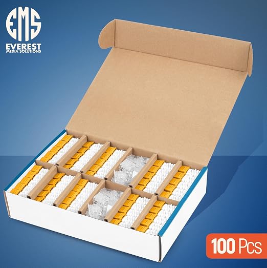 Everest 90° Angled RJ45 Cat6 Keystone Jacks 100-Pack in Yellow - Slim Profile Female RJ45 Connectors - Cat 6 Keystone Jack - Compatible with 90° Angled Speed Termination Tool - easyJACK (B094WB91H3)