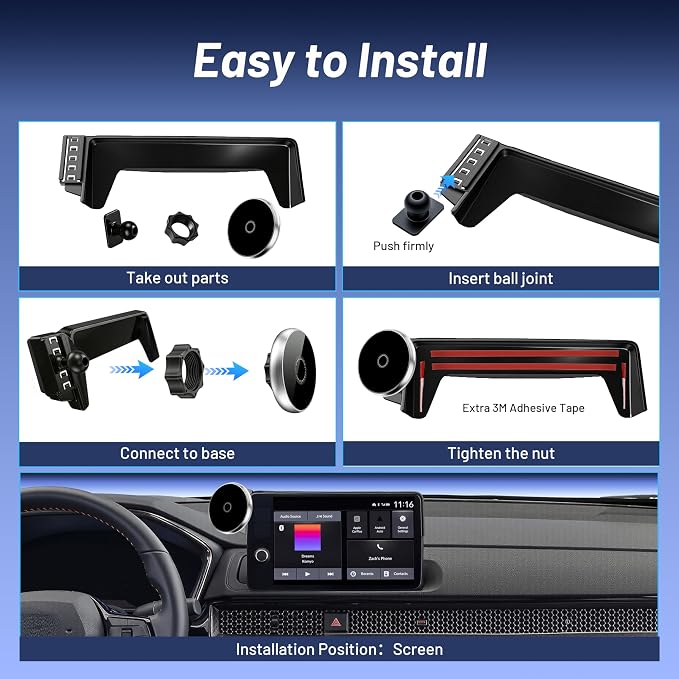 Phone Mount for Honda Civic (11th Gen,2022-2026) & Acura Integra (ONLY Fits 7"/9" Screen), 15W Wireless Car Charger, Magnetic Phone Holder, 360° Rotating, Hands Free, with Storage Box, Car Gifts