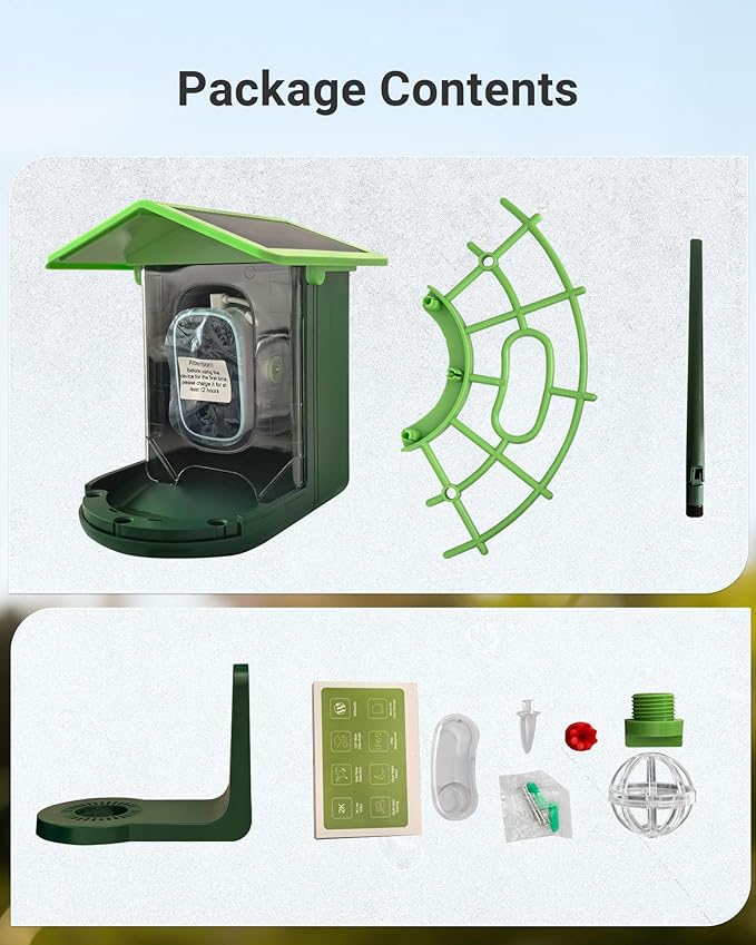 Smart Bird Feeder with Camera, Solar Powered, 2K HD & AI Identification, Color Night Vision, Weatherproof, Live View & Instant Alerts | Ideal Gift for Bird Lovers
