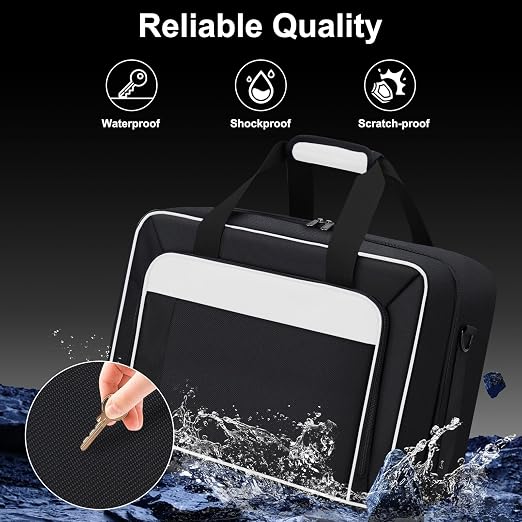GDNasist Carrying Case Fit for PS5, Travel Thickened Protective Bag Compatible with Playstation 5 Console, Headset, PS5 Controller, Game Discs, and Gaming Accessories, White