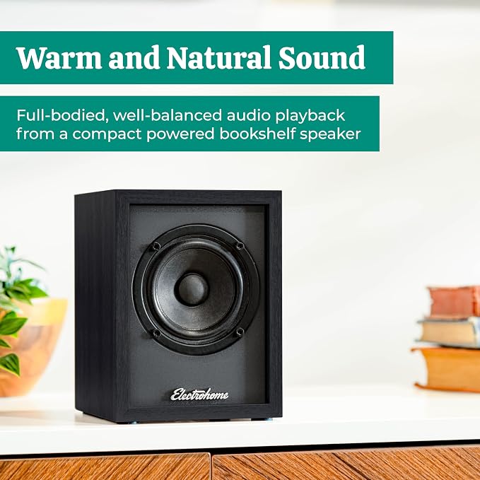 Electrohome Huntley Powered Bookshelf Speakers with Built-in Amplifier and 3" Drivers for Turntable, TV, PC and Wireless Music Streaming Featuring Bluetooth 5, RCA and Aux (EB10B)