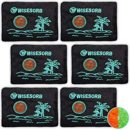 Wisesorb 50gx6pcs Rechargeable Desiccant Packs for Storage, Color Indicating Silica Gel Packets Moisture Absorbers with Transparent Window, Reusable Dehumidifier Bags for Safe 3D Filaments Electronics