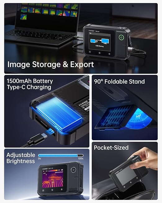 FNIRSI TDM-120 Thermal Imaging Camera, 120x90 IR Resolution, 2.8" Touchscreen Infrared Camera, -4°F to 752°F Temp Range, 25Hz Refresh Rate Handheld Thermal Imager for HVAC, Building & PCB Inspection