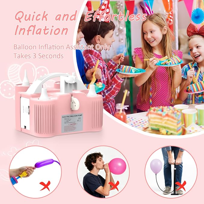 4-in-1 Balloon Pump Electric Balloon Pump Inflador De Globos Electrica Sports Balls Pump for All Balloons Latex Foil 260q Mylar Balloon, Air Cushion Pool Float Yoga Ball Inflator Balloon Machine