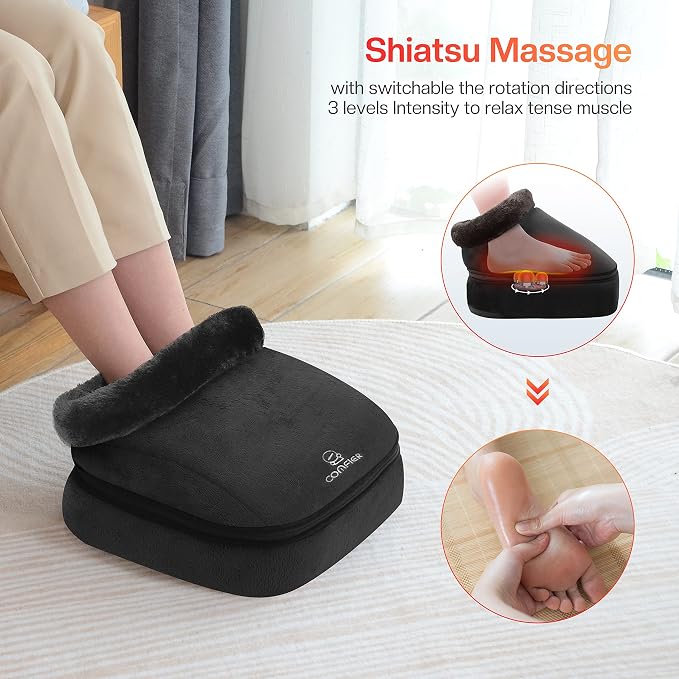 COMFIER 2026 Fathers Day Gift for Dad,Men,Shiatsu Foot Massager with Heat,2-in-1 Foot & Back Massager, Feet Massager Machine for Plantar Fasciitis,Neuropathy, Foot Heater,Electric Foot Warmer