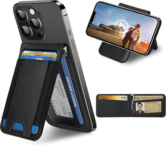 ExtreLife for MagSafe Wallet with Money Clip, Stronger Magnetic Wallet for iPhone 17/16/15/14/13/12 Series, RFID Blocking, for iPhone Wallet with Stand, ID Window & 8 Card Holder, Midnight Black