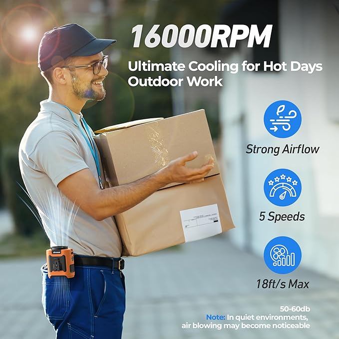 AMACOOL Portable Waist Fan Clip On, Gifts for Men Dad Husband, 10000mAh Rechargeable Wearable Shirt Fan, Powerful Belt Fans, Birthday Gifts for Women Jobsite Travel Camping Essentials 2026