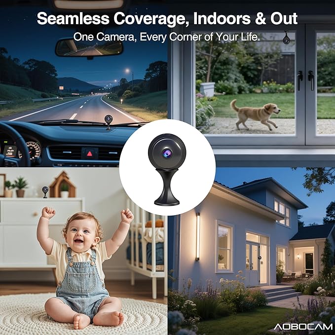 Indoor Camera Wireless-4K Mini Nanny Cam Spy Hidden Camera,Dual-Band WiFi(2.4G&5G),AI Motion Detection,Night Vision,Local Cloud Storage Security Camera for Baby,Pet Monitoring-Video Only (Black) | Dual-Band WiFi(2.4G&5G),AI Motion Detection,Night Visio...