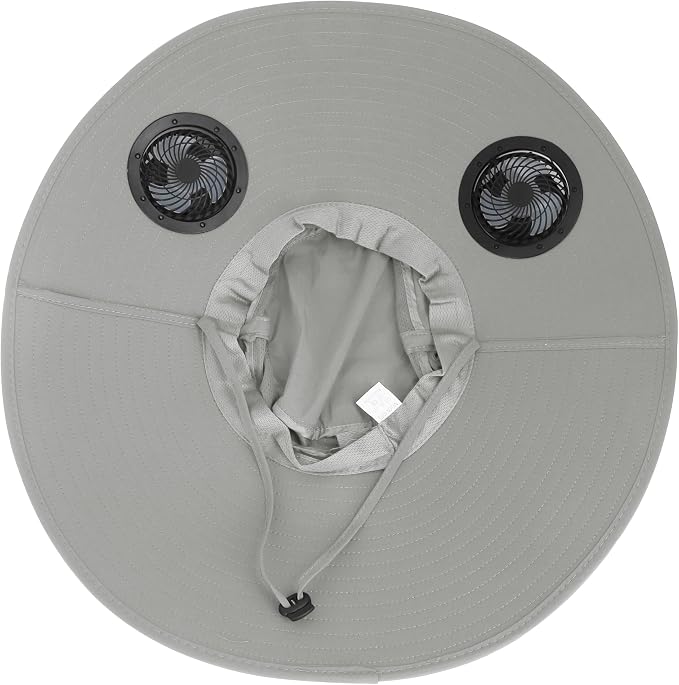 Solar Fan Hat 2 Fans, Outdoor Wide Brim Fishing Hat with Fan, Solar Cooling Bucket Fisherman Hats, Quick Dry Sun Cap with Fan
