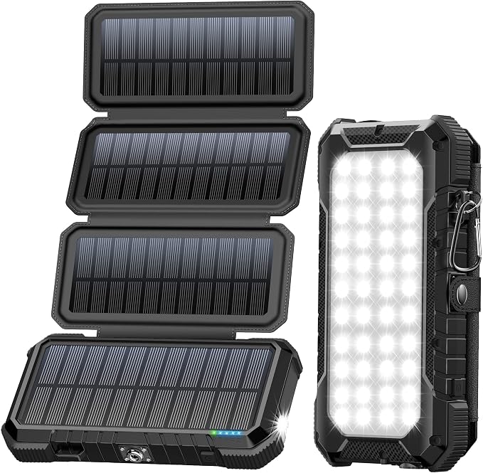 BLAVOR 20,000mAh PD 18W Solar Charger Power Bank Foldable-Black Plus 10W Portable Solar Charger(5V/2A Max)