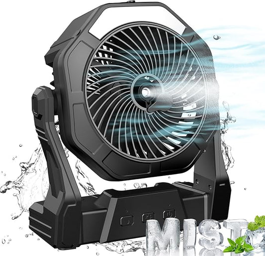 Ausic Portable Misting fan, 8-Inch Cooling Mist Fans, [8-35Hrs] USB Rechargeable Battery Powered Fan with Mister, 250mL Water Tank & LED Lantern, for Home Desk, Bedroom, Office, Outdoor&Indoor Use