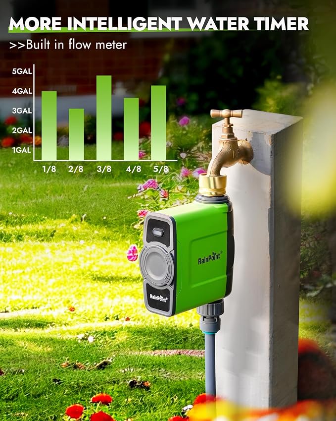 RAINPOINT WiFi Water Timer for Garden Hose, Brass Inlet WiFi Sprinkler Controller, Smart Hose Timer Valve with Ethernet Gateway, Rain Delay for Garden/Lawn (Support WiFi & Ethernet Connection)