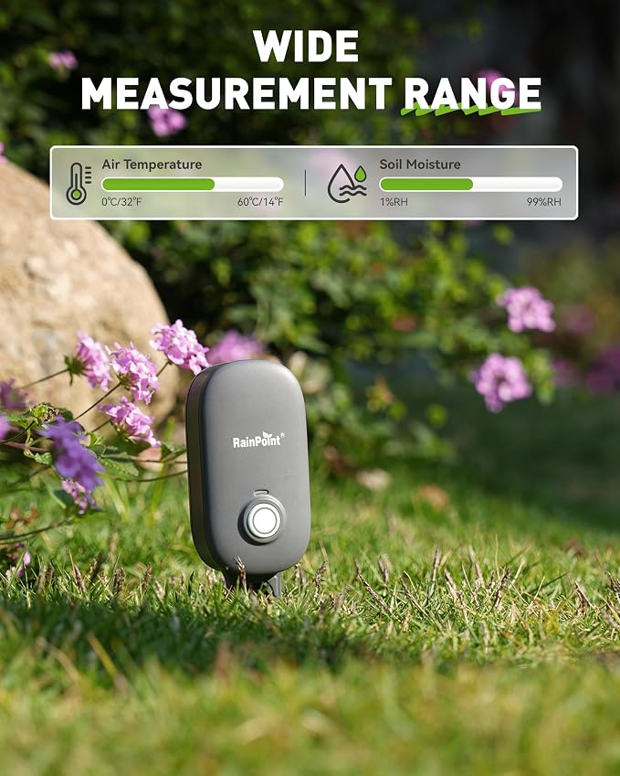 RAINPOINT WiFi Water Timer and Bluetooth 2-in-1 Soil Moisture & Air Temp Meter