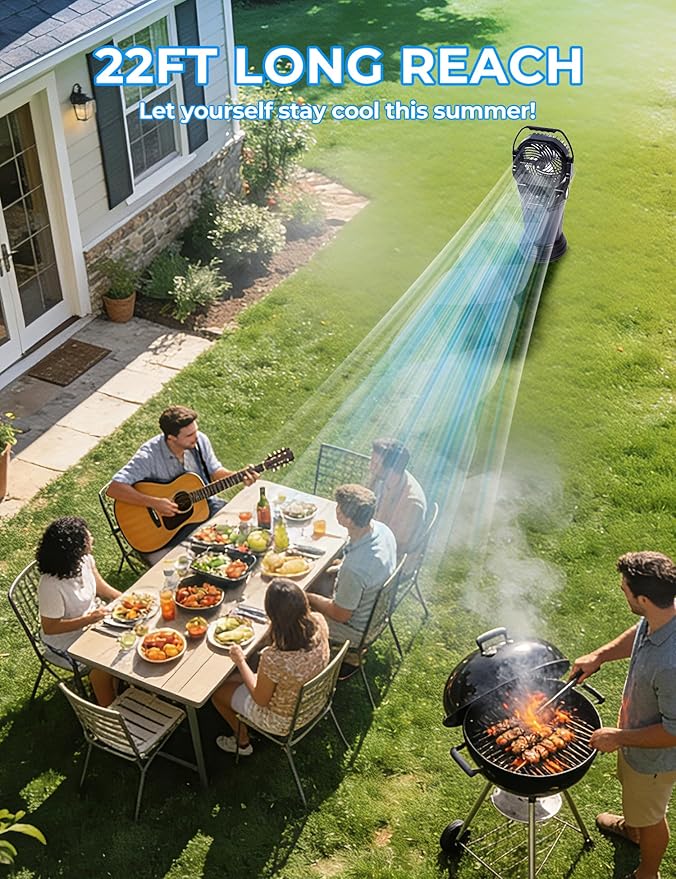 2026 NEW Portable Camping Misting Fan, 30000mAh Rechargeable Camping Fans with Remote & 2L Water Tank, 4 Timers, 4 Speeds, 2 Mist Modes, 120° Oscillation, for Golf Camping Beach Fishing & Workshops